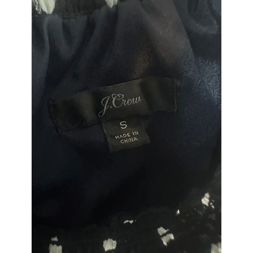 J. Crew Smocked Dot Crinkle Chiffon Top – Black & White – Size S - Picture 5 of 6